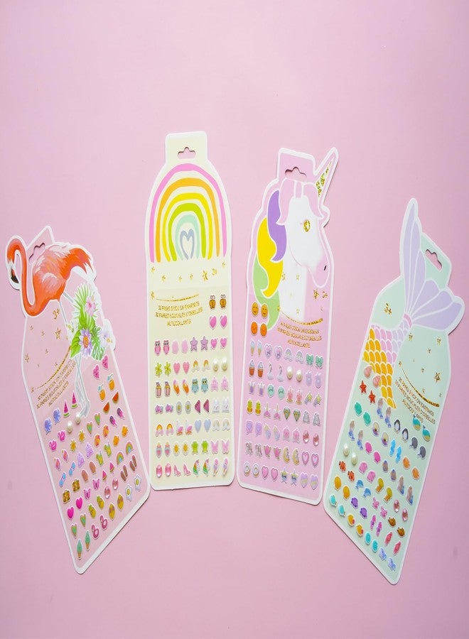 koutey Stick On Earrings - Girls 3D Unicorn Sticker Earrings Self-Adhesive Glitter Craft Gem Stickers (Multistyle Theme Set) - Image 3